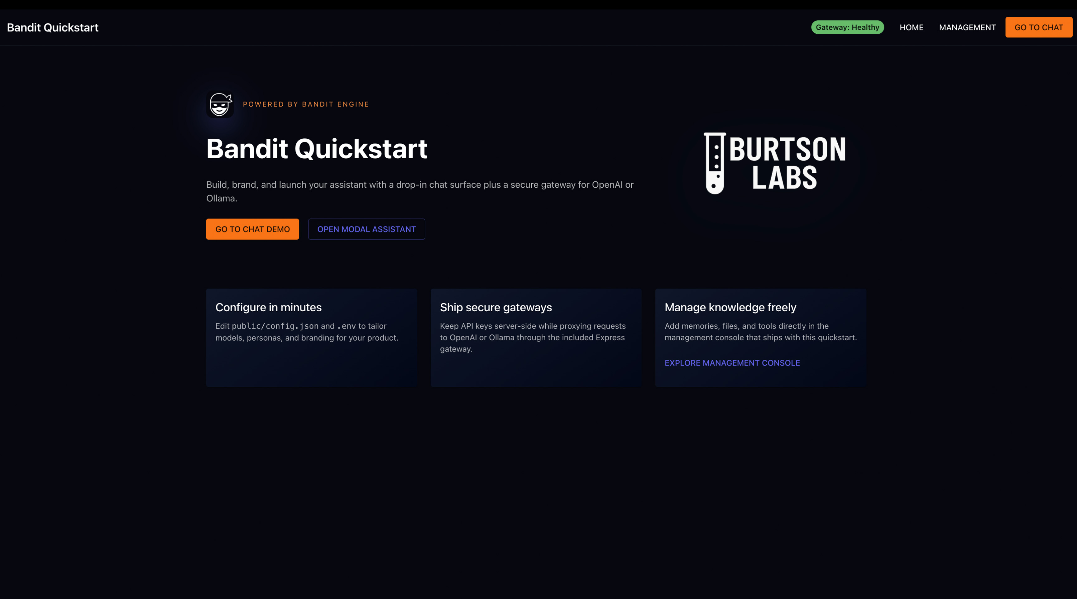 Bandit CLI quickstart walkthrough